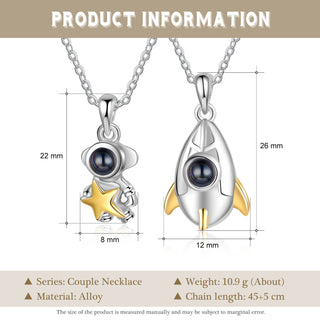 100 Languages I Love You Projection Necklace Rockets and Mars Necklace