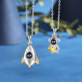 100 Languages I Love You Projection Necklace Rockets and Mars Necklace