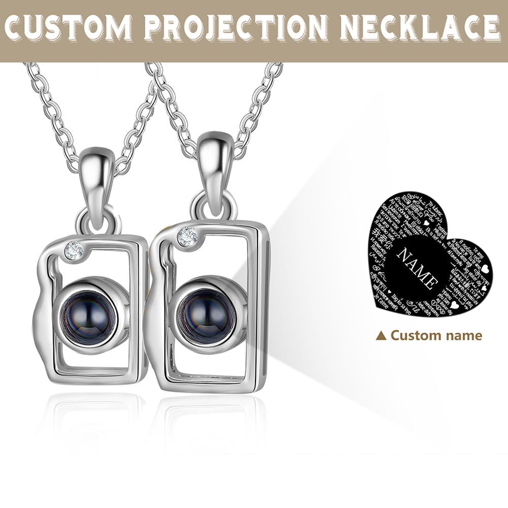 Personalized 100 Language I Love You Projection Necklace
