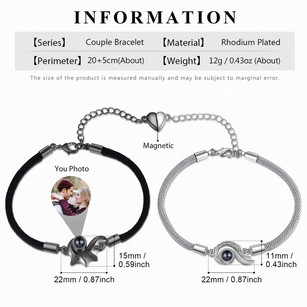 Custom Photo Projection Couple Bracelet