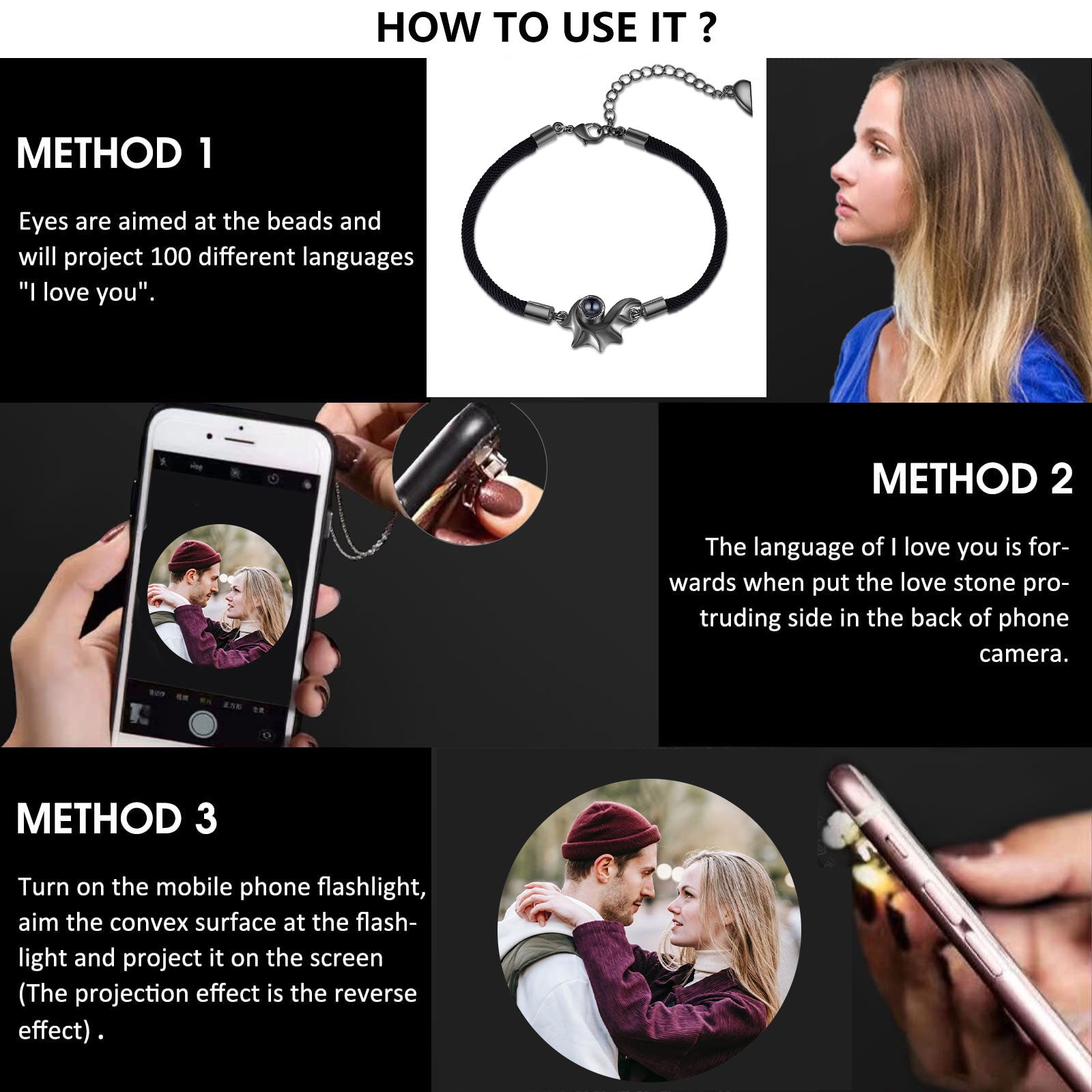 Custom Photo Projection Couple Bracelet