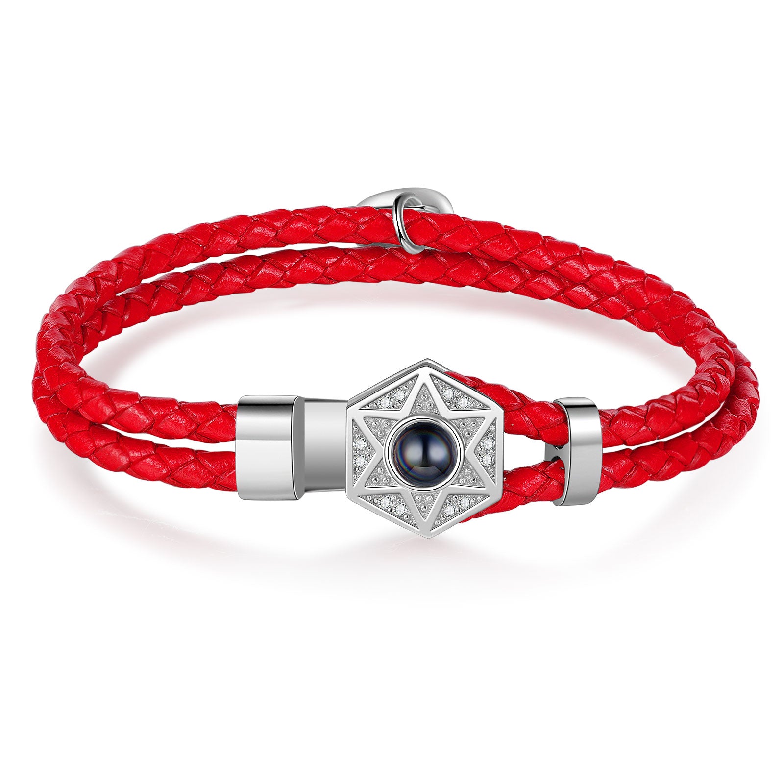 Custom Photo Projection Hexagon Star Couple Bracelet