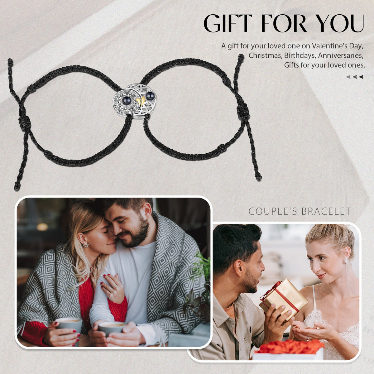 Custom Photo Projection Couple Bracelet