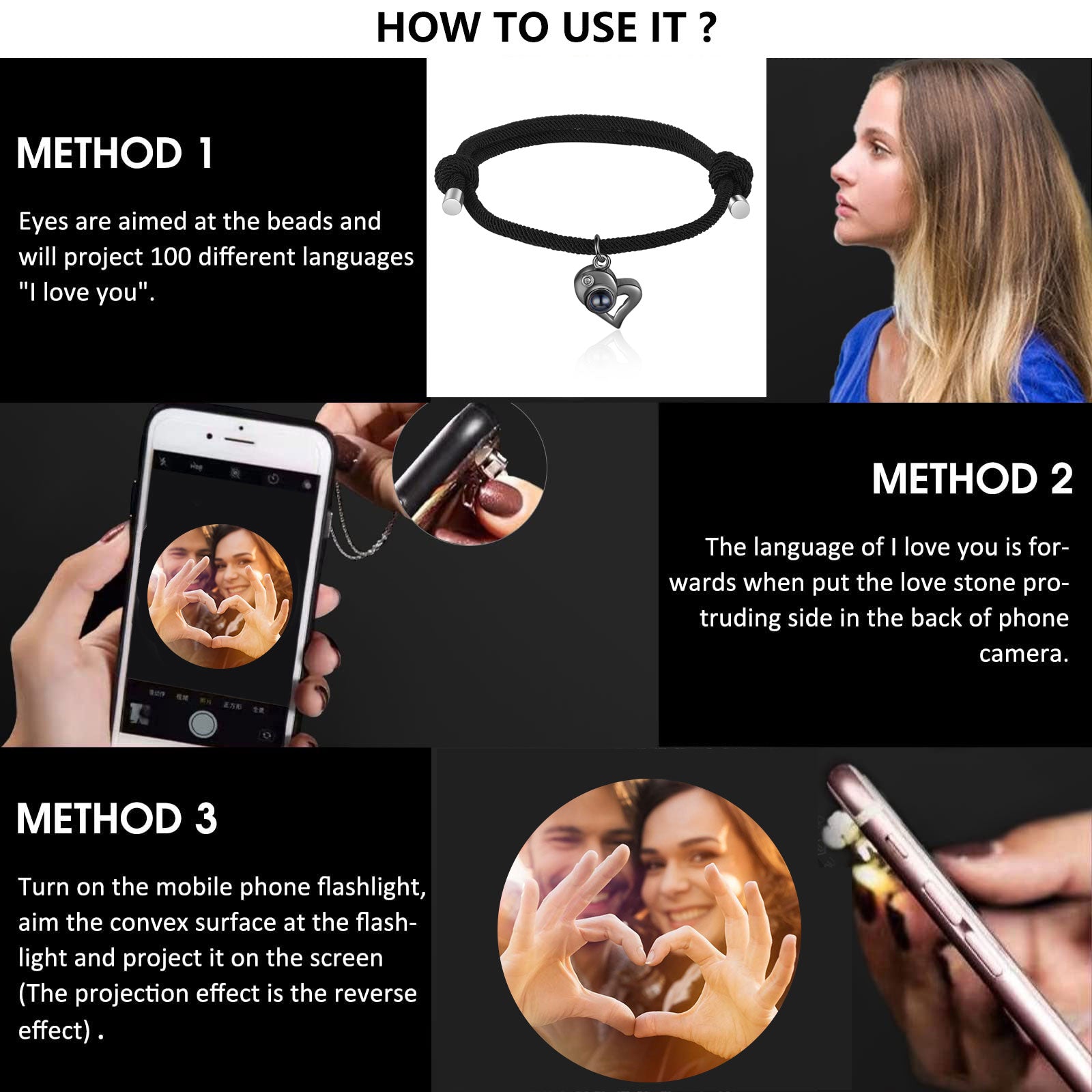 Custom Photo Projection Couple Bracelet
