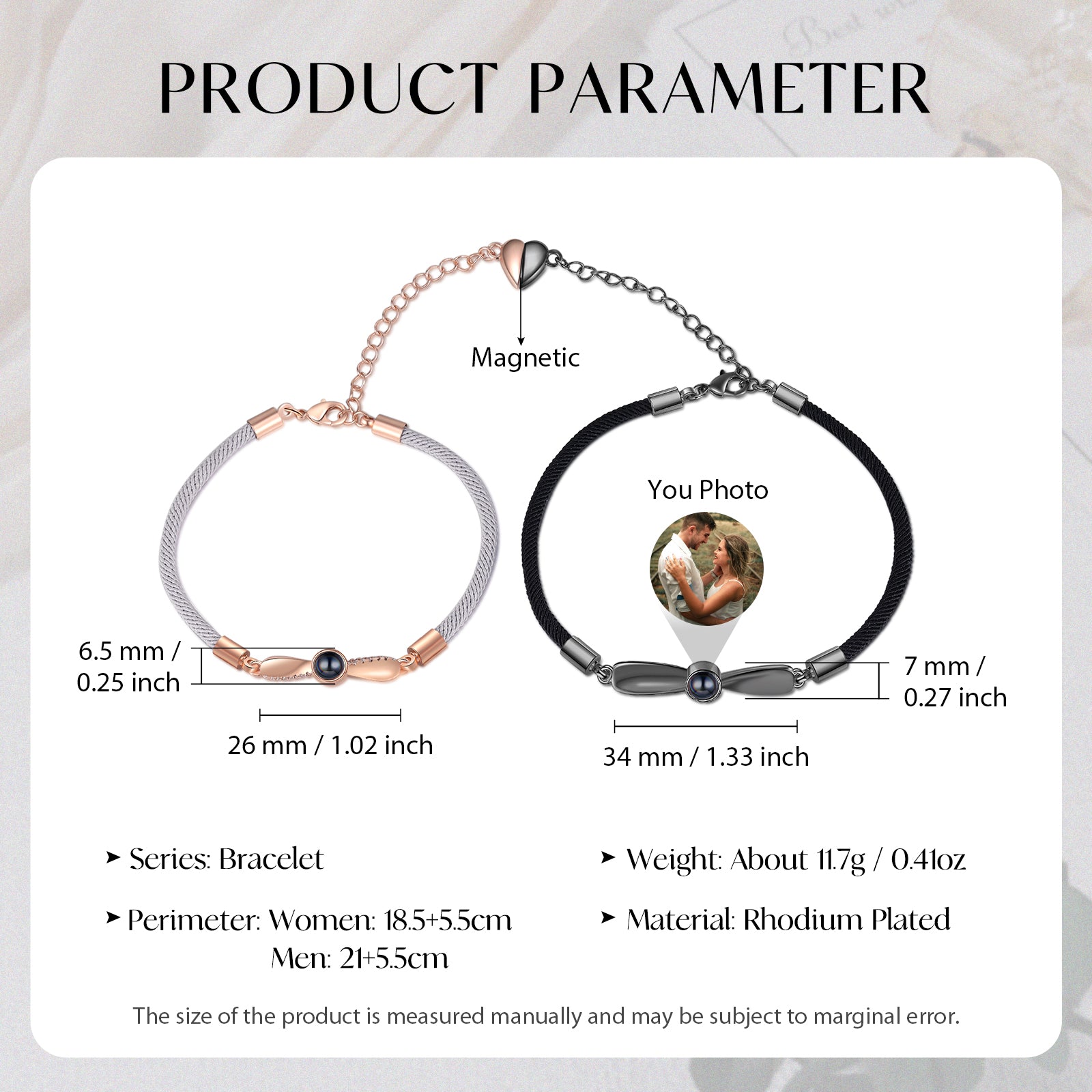Custom Photo Projection Couple Bracelet