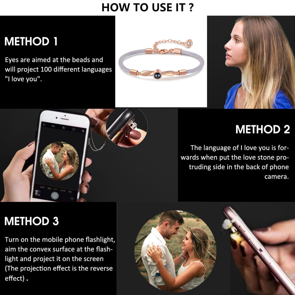Custom Photo Projection Couple Bracelet