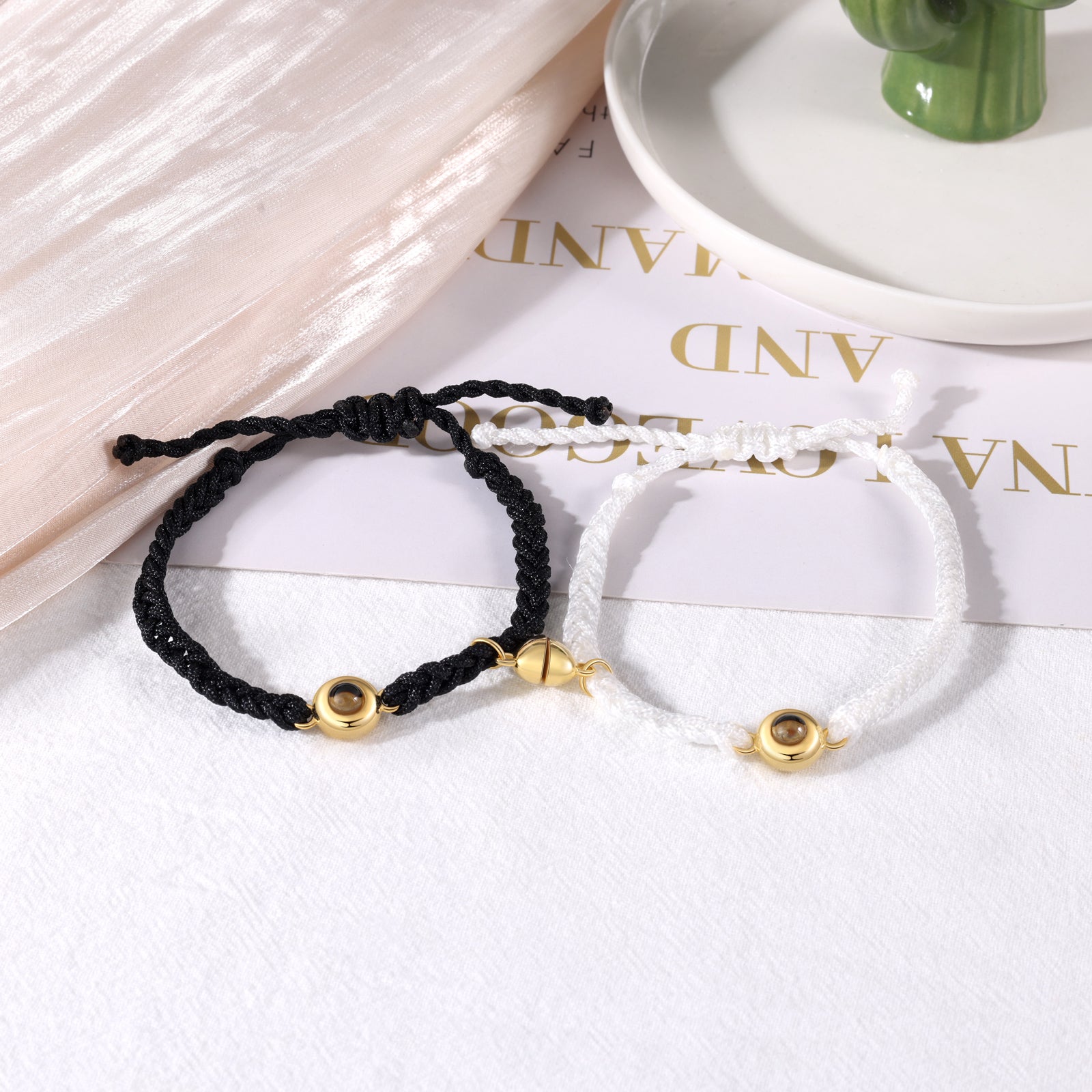 Custom Photo Projection Magnetic Couple Bracelet