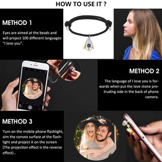 Custom Photo Projection Rocket  and Astronaut Couple Bracelet