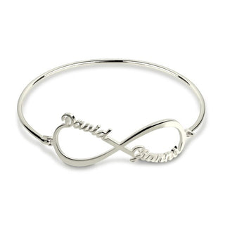 Personalized 925 Sterling Silver Infinity Bangle Bracelet