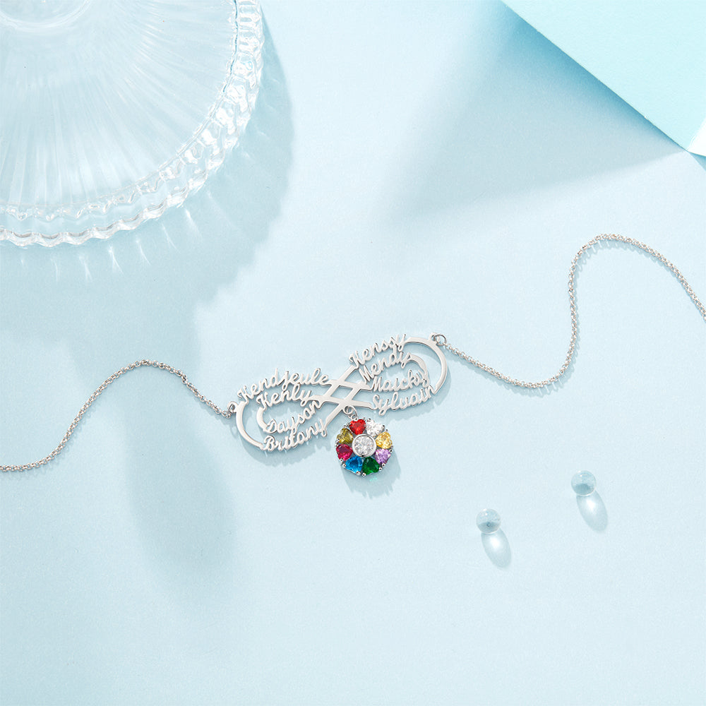 Personalized Rhodium Plated Infinity Name Necklace
