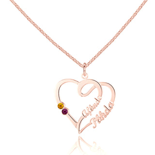 Custom Heart Shaped Birthstone Name Necklace