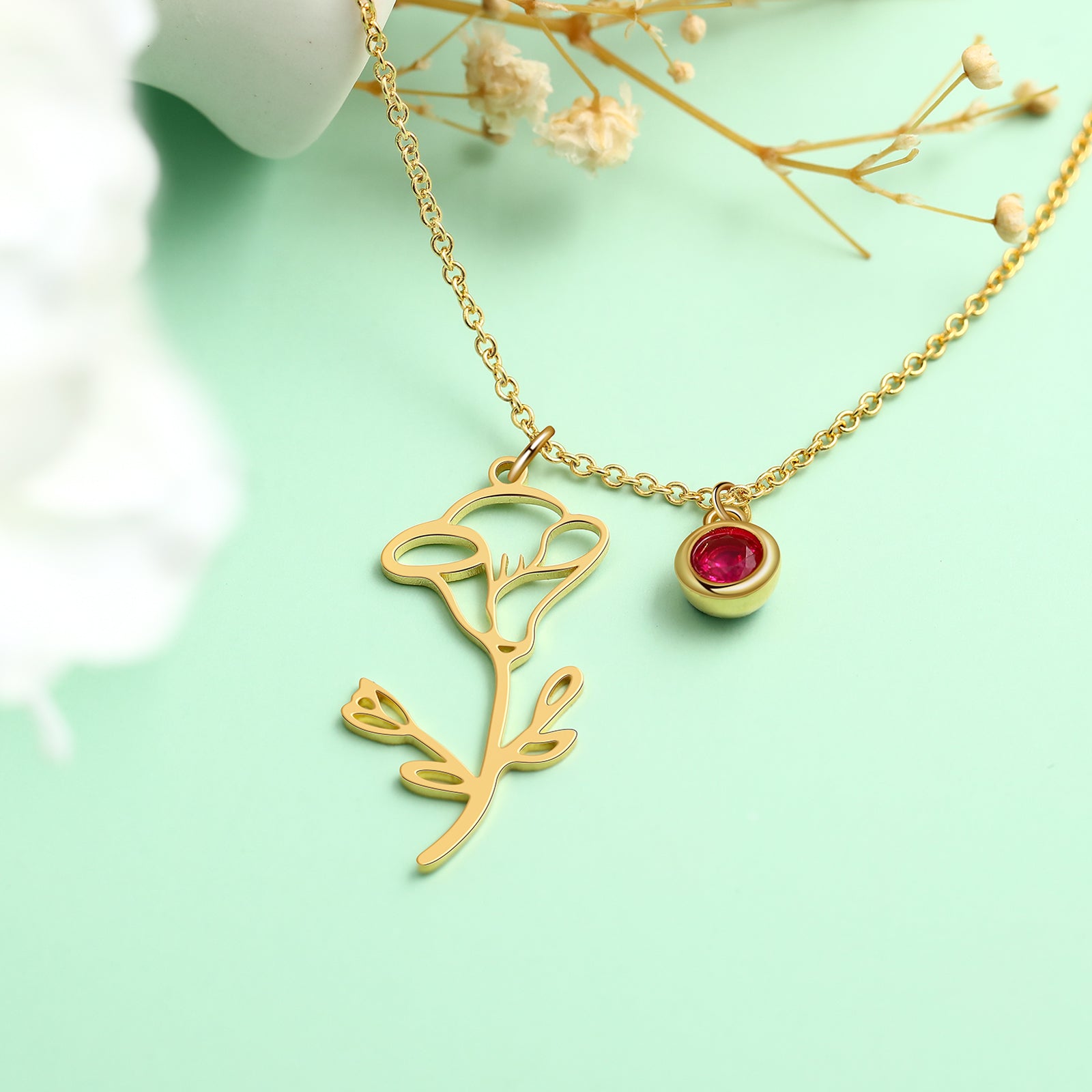 Birth Flower Thread Cutting Birth Stone