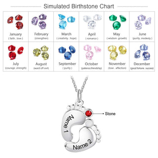 Personalized Rhodium Plated Feet Necklace