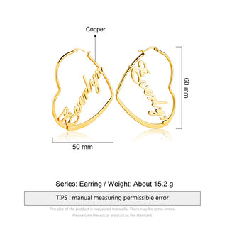 Custom Name Heart Earrings