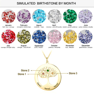 925 Sterling Silver Family Tree Name Necklace with Zircon