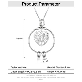 Personalized Rhodium Plated Heart Hollow Charm Bead Necklace
