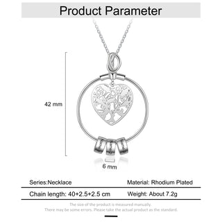 Personalized Rhodium Plated Heart Hollow Charm Bead Necklace