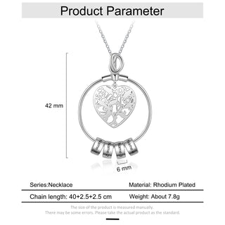 Personalized Rhodium Plated Heart Hollow Charm Bead Necklace