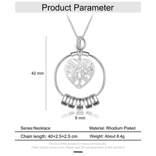 Personalized Rhodium Plated Heart Hollow Charm Bead Necklace