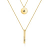 Personalized Stainless Steel Bar Round Pendant Necklace