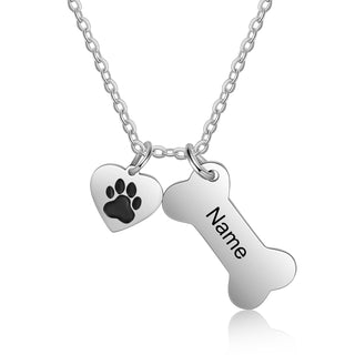 Personalized Stainless Steel Bone Heart Necklace
