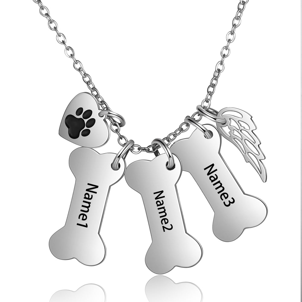 Personalized Stainless Steel Bone Heart Necklace