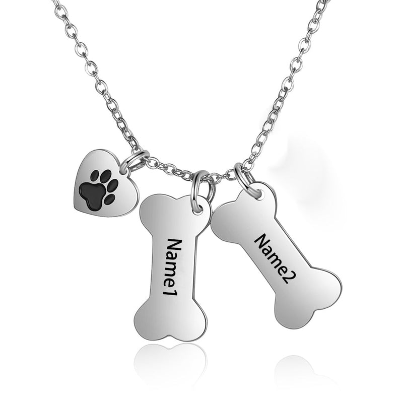 Personalized Stainless Steel Bone Heart Necklace