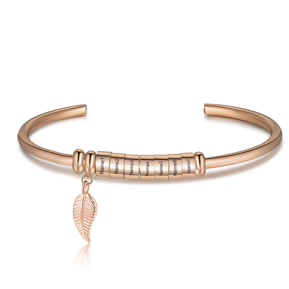 Personalized Stainless Steel Leaf Name Bracelet