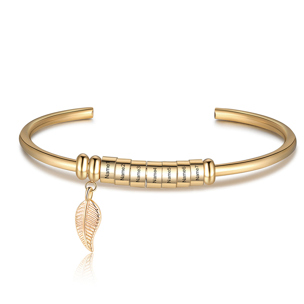 Personalized Stainless Steel Leaf Name Bracelet