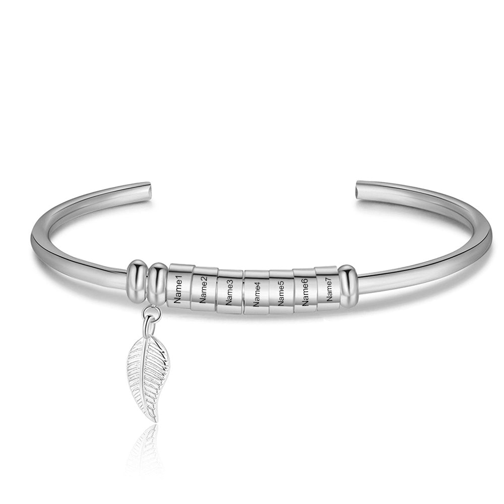 Personalized Stainless Steel Leaf Name Bracelet