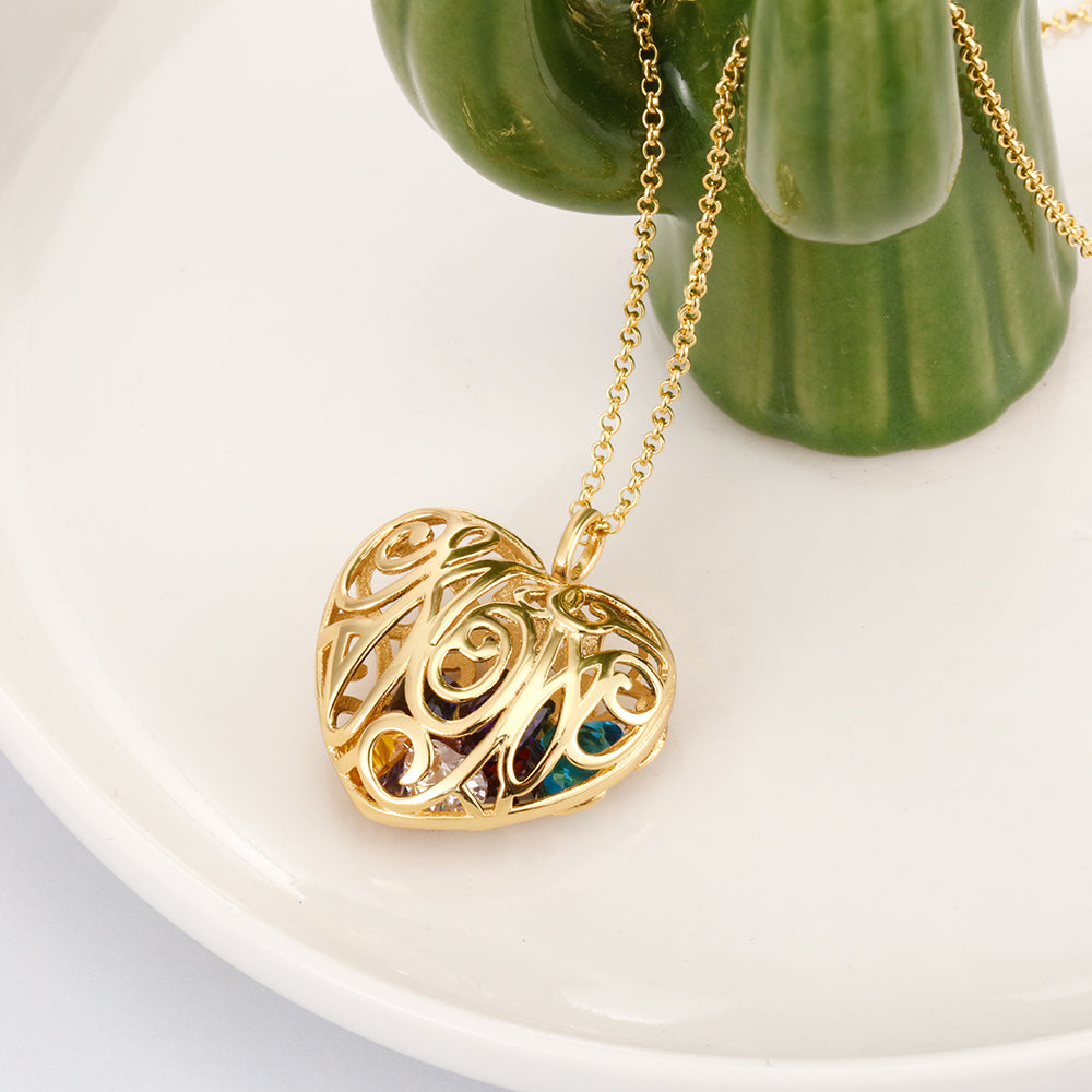 Custom Birthstone Cage Necklace