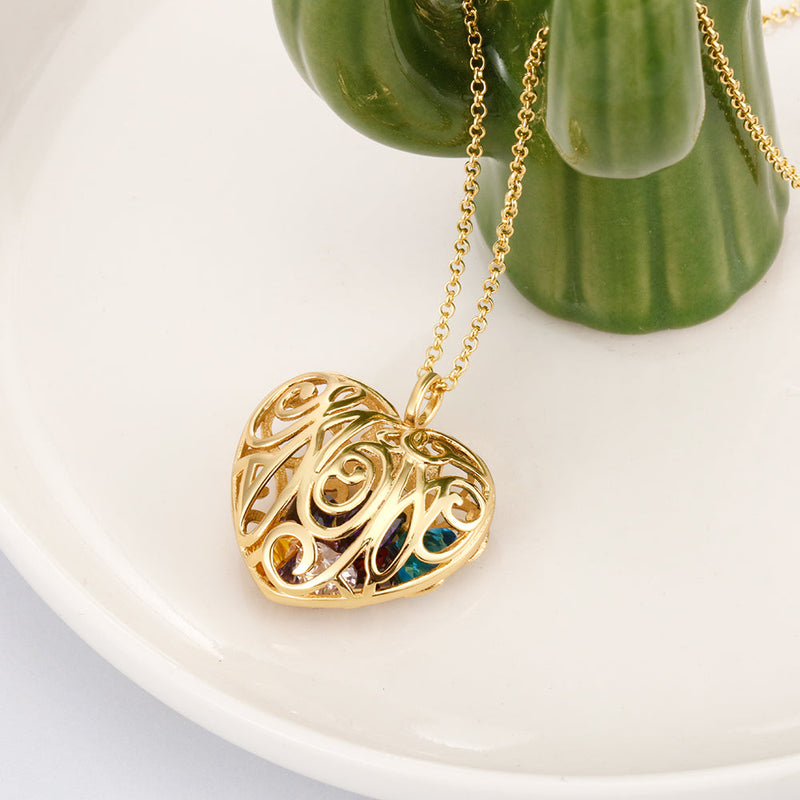 Custom Birthstone Cage Necklace