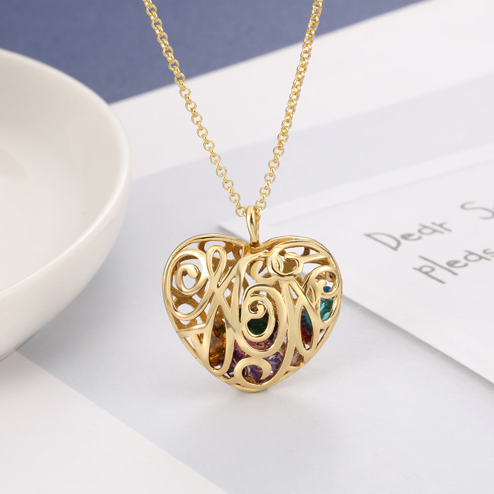 Custom Birthstone Cage Necklace