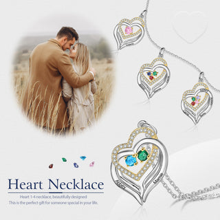 Rhodium Plated Birthstone Heart Necklace