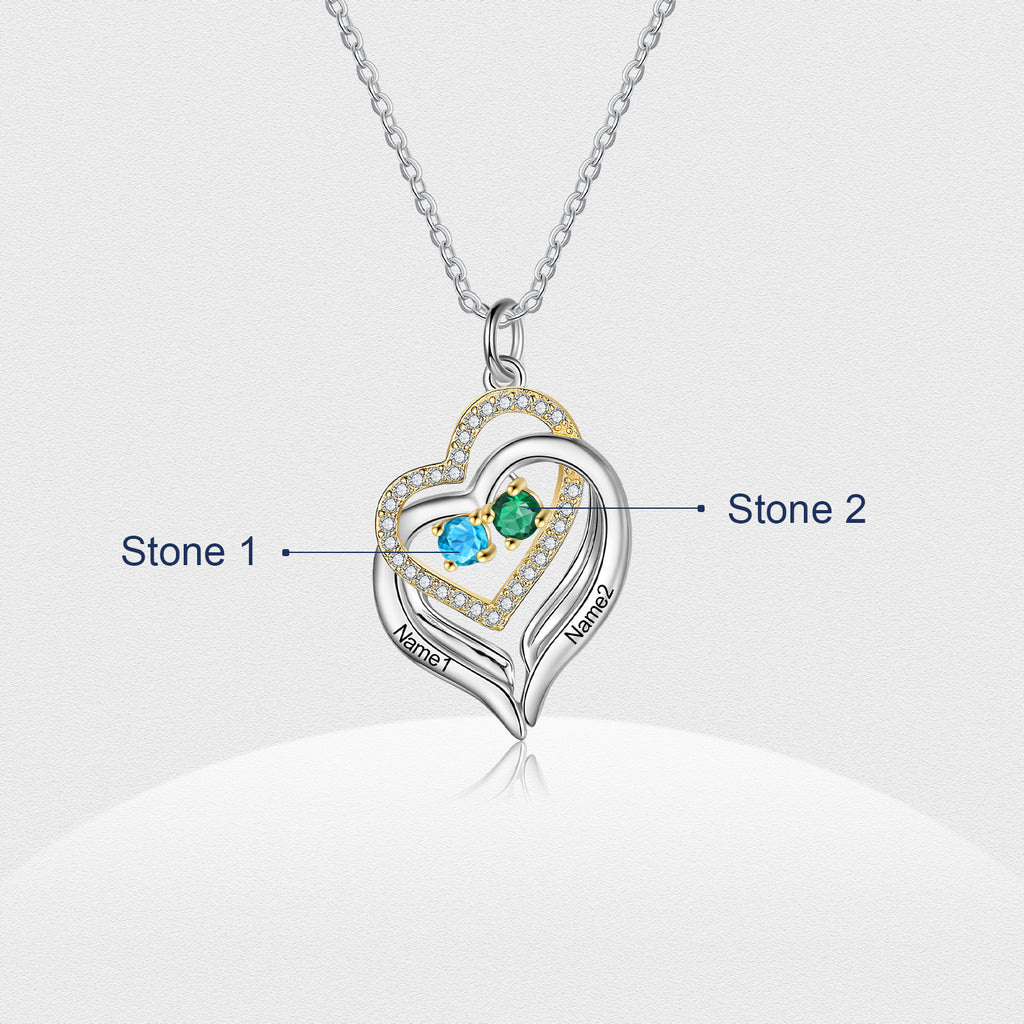 Rhodium Plated Birthstone Heart Necklace