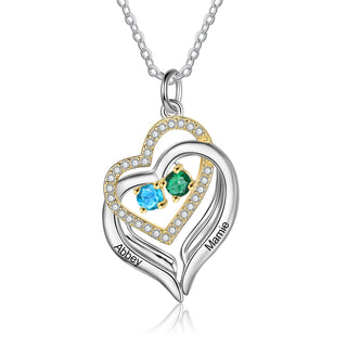 Rhodium Plated Birthstone Heart Necklace