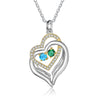 Rhodium Plated Birthstone Heart Necklace