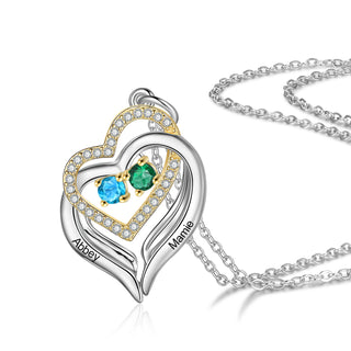 Rhodium Plated Birthstone Heart Necklace