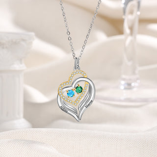 Rhodium Plated Birthstone Heart Necklace