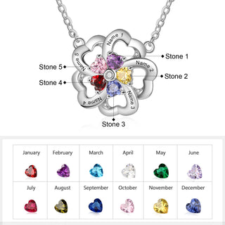 Rhodium Plated Heart Shape Flower Necklace