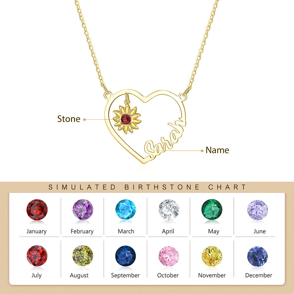 Copper Heart Shape Sunflower Necklace