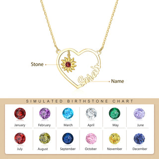 Copper Heart Shape Sunflower Necklace