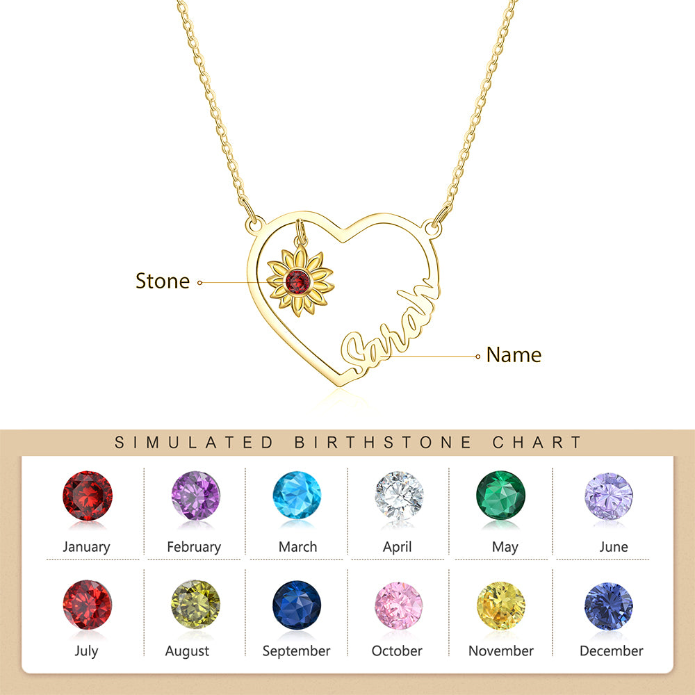 Copper Heart Shape Sunflower Necklace