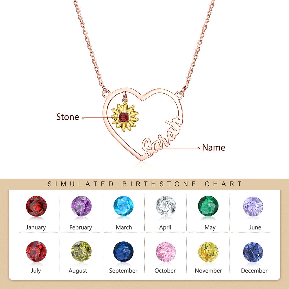 Copper Heart Shape Sunflower Necklace