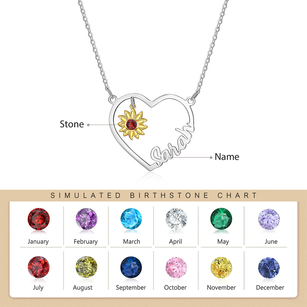 Copper Heart Shape Sunflower Necklace