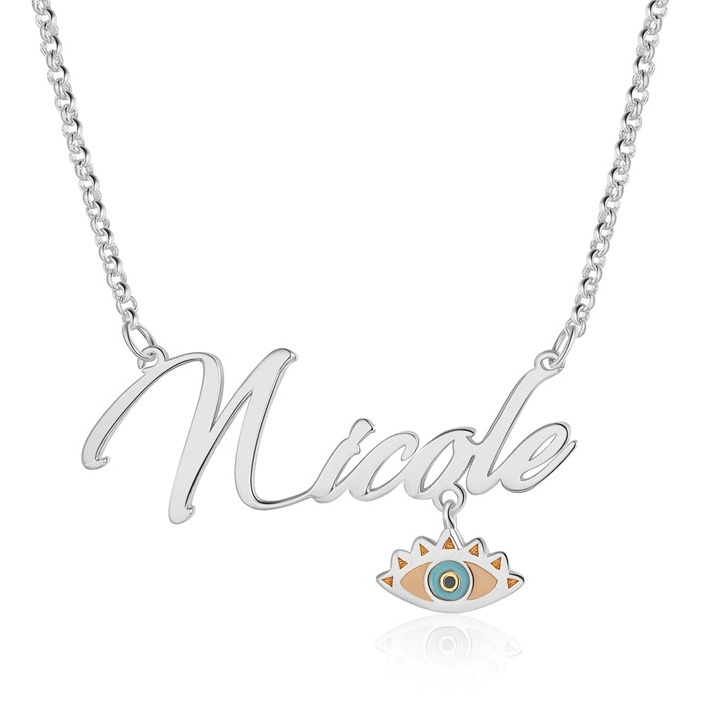 Copper 18K Evil Eye Name Necklace