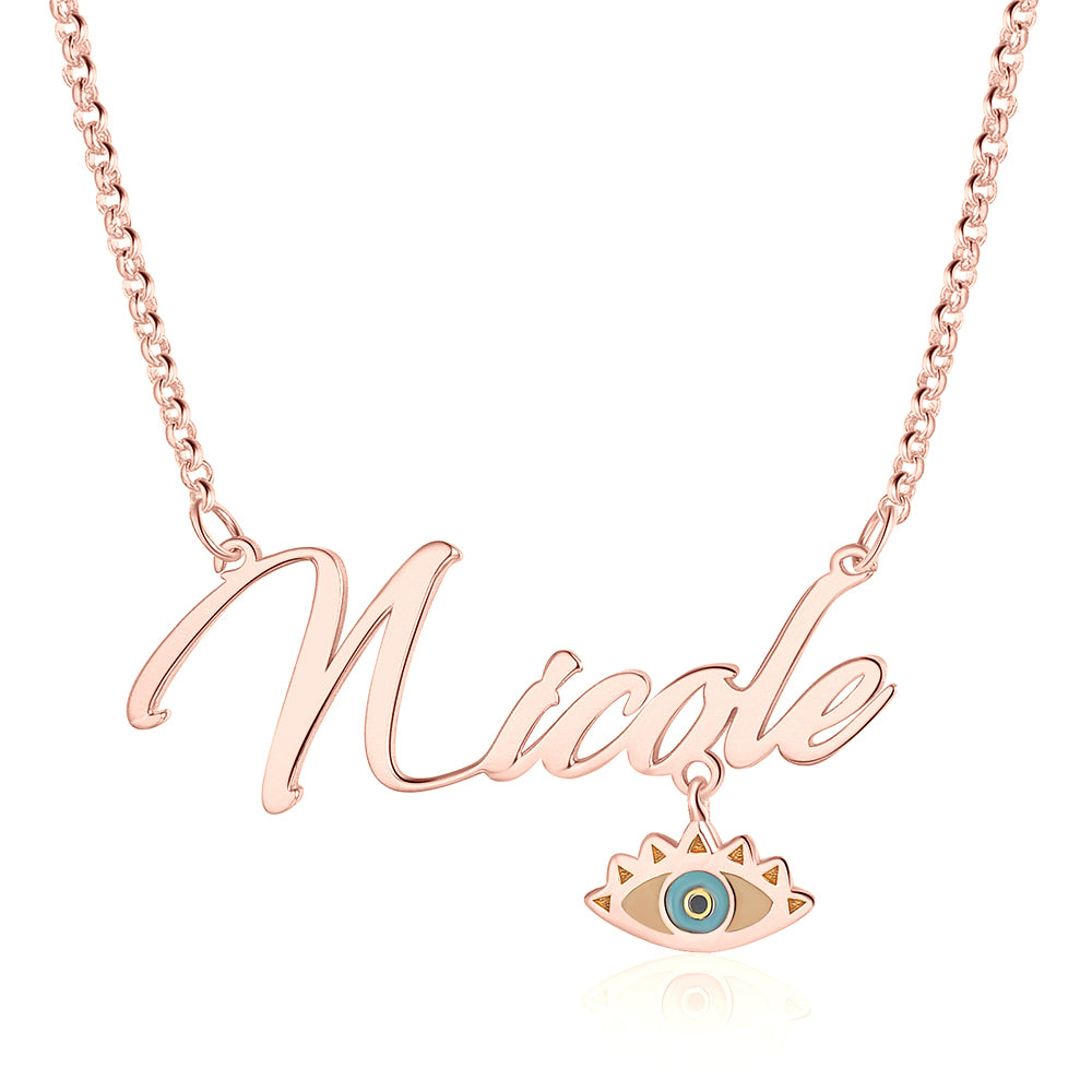 Copper 18K Evil Eye Name Necklace