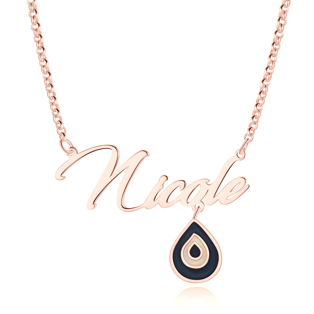 Copper 18K Evil Eye Name Necklace