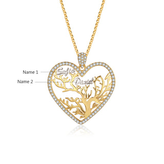 Custom Heart Tree Name Necklace