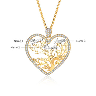 Custom Heart Tree Name Necklace